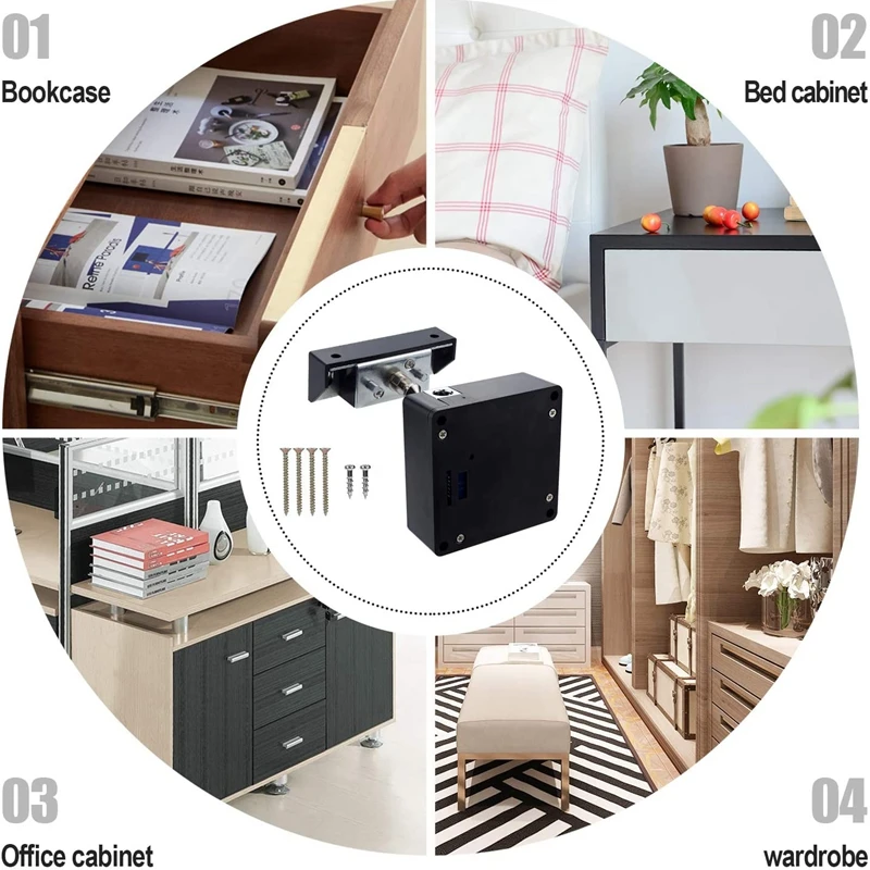 Bluetooth Invisible Cabinet Lock RFID Sensor Smart Drawer Security No Drill Keyless File Cabinet Locks Android IOS APP Unlock