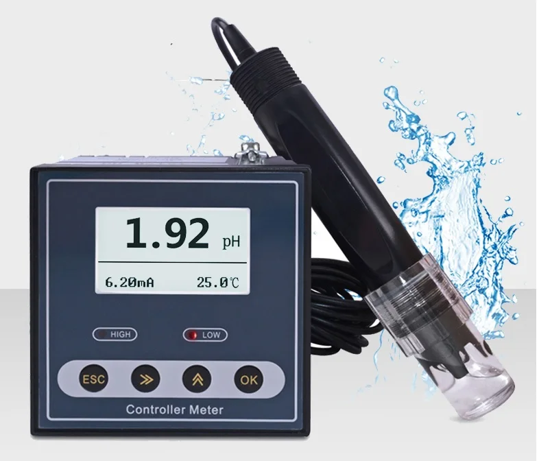 Online Industrial PH Controller ORP Meter Monitor Digital 0.02pH 1mV Upper Lower Limit Control Alarm pH Tester