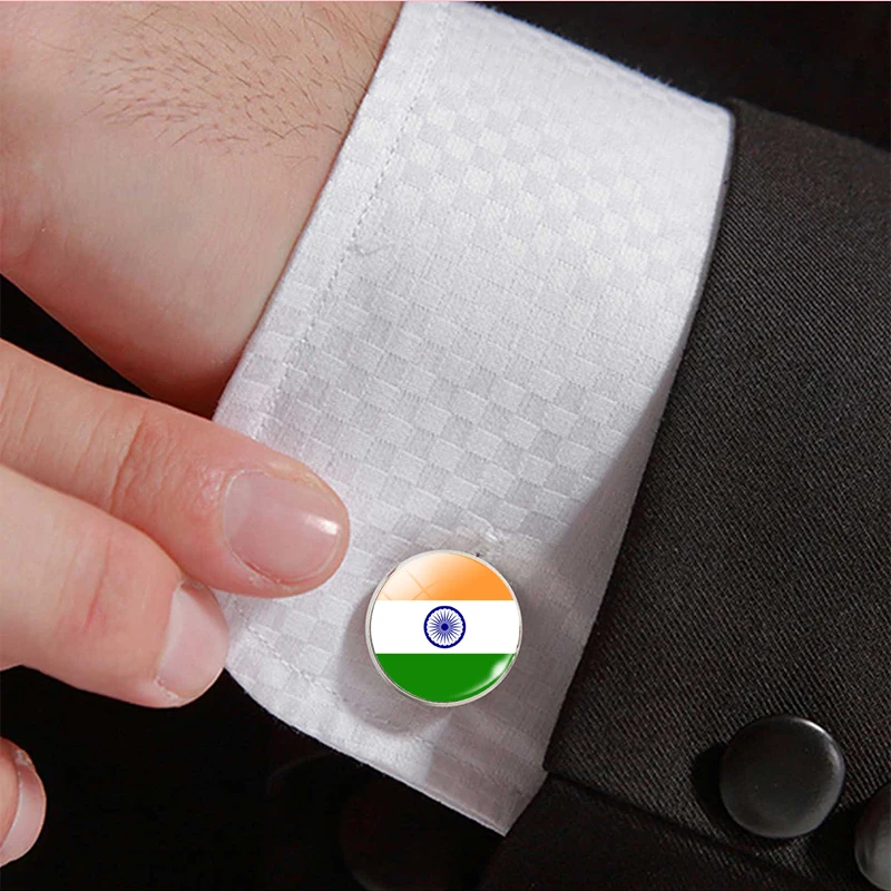 男性のための結婚式のカフリンクス,南アジアの旗,インド,パキスタン,スリランカ,インドネシア,シンガポール