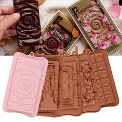 Valentine's Day Rose Flower Chocolate Bar Mold Cake Silicone Cookie Cupcake Molds Soap Mould DIY Rectangle Square Chocolate mold