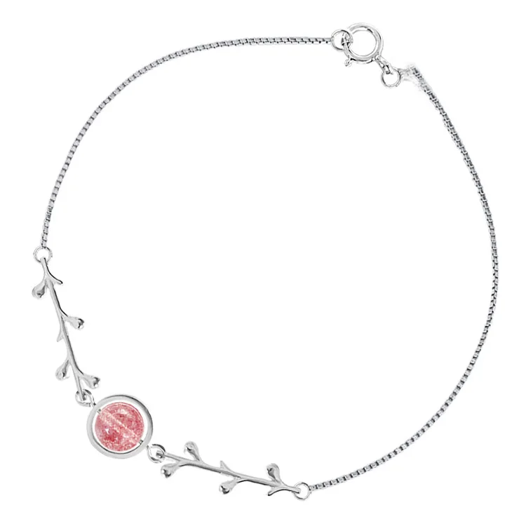 New Fashion Jewelry Beautiful 925 Sterling Silver Strawberry crystal Bracelets Branches Simple Personality Sweet Bracelets