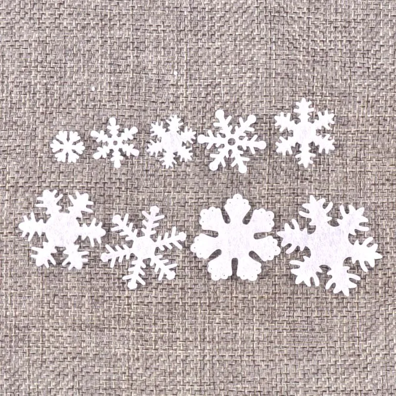 100Pcs/lot Mix Applique Polyester Felt Artificial Snowflake Patch Sticker Non-woven Patches For DIY Crafts Christmas Decoration