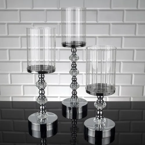 Zeyve Metal Silver Medium Candlestick