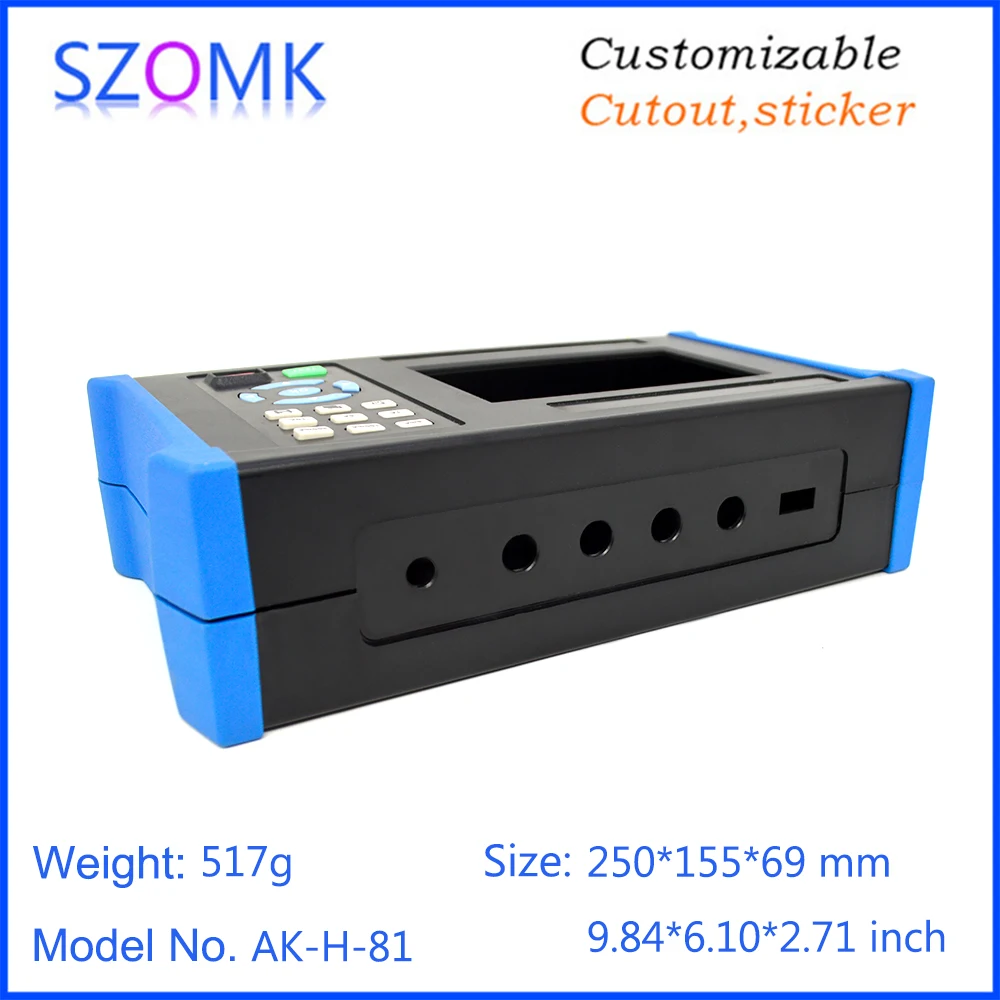 1Piece 250*155*69mm szomk handheld plastic instrument housing junction box with battery holder electronics device box