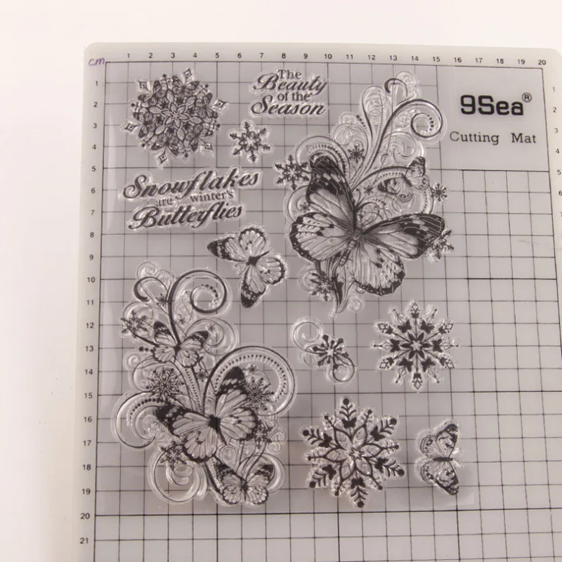 Schmetterling Schneeflocke Transparent Klar Silikon Stempel Dichtung Schneiden DIY Sammelalbum Gummi Färbung Präge Tagebuch Dekor Reusable