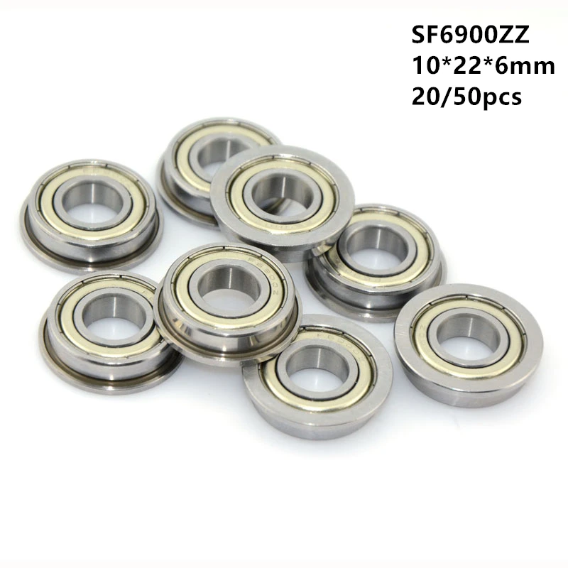 20/50pcs ABEC-5 SF6900ZZ SF6900-ZZ 2Z 10x22x6 mm shielded flange deep groove ball bearing 10*22*6 Stainless F6900ZZ F6900