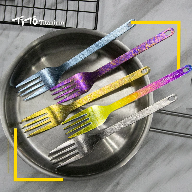 TiTo outdoor camping titanium Spork 1.5mm Ultralight titanium Lepel Lange Steel Lepel Outdoor Camping Picknick titanium vork