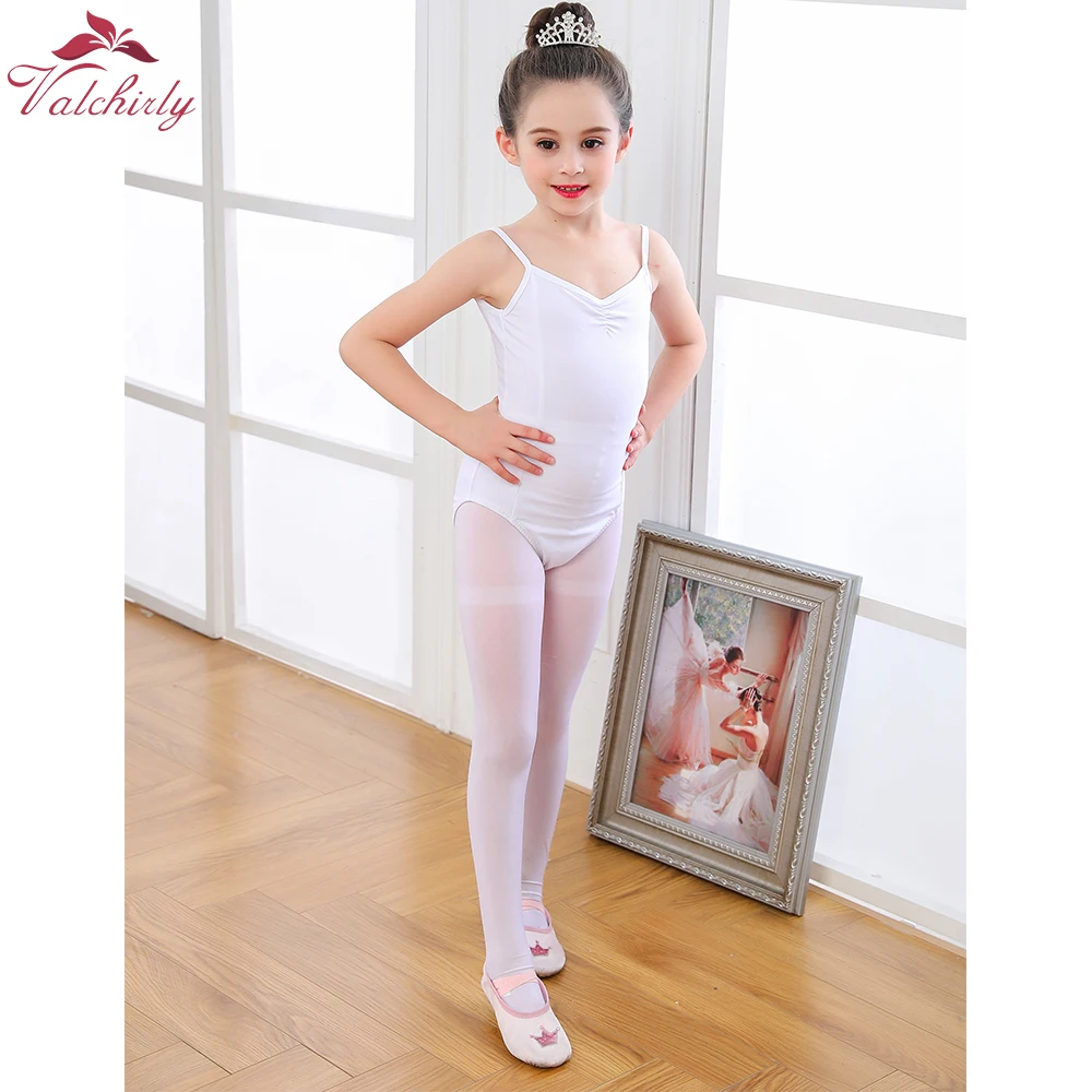 Girls Cotton Ballet Collant, Camisola, Dancewear, Collant Ginástica, Strap Dress, Novo