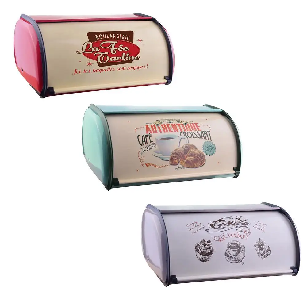 

Metal Bread Box Countertop Bread Storage Bread Boxes With Roll Top Lid Bread Bin Container Holder Breadbox Holds For Your Kitche