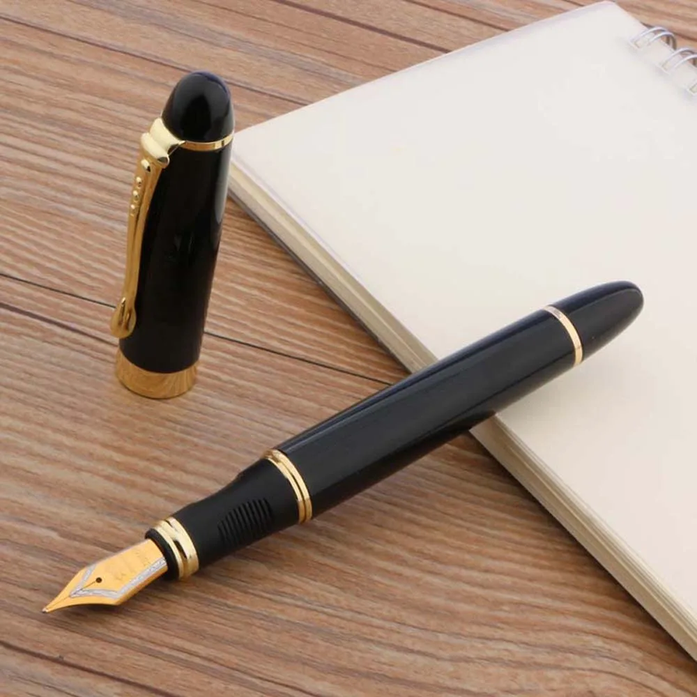 

JINHAO 450 Black metal Golden Clip Medium Nib Fountain Pen