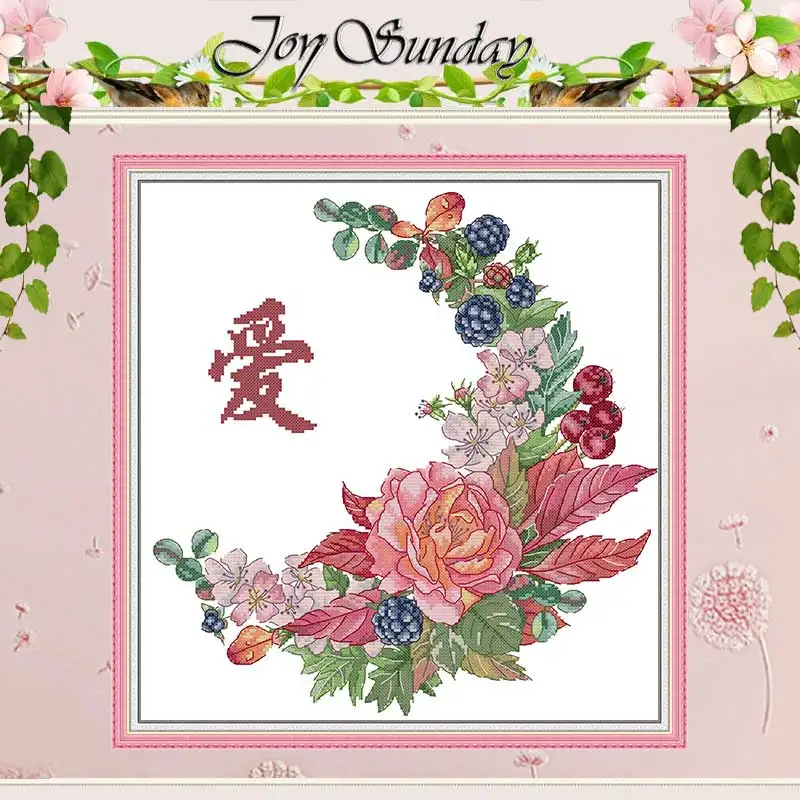 Love needs Care Flower Patterns Counted Cross Stitch Set DIY 11CT 14CT 16CT Stamped DMC Cross-stitch Kit Embroidery Needlework