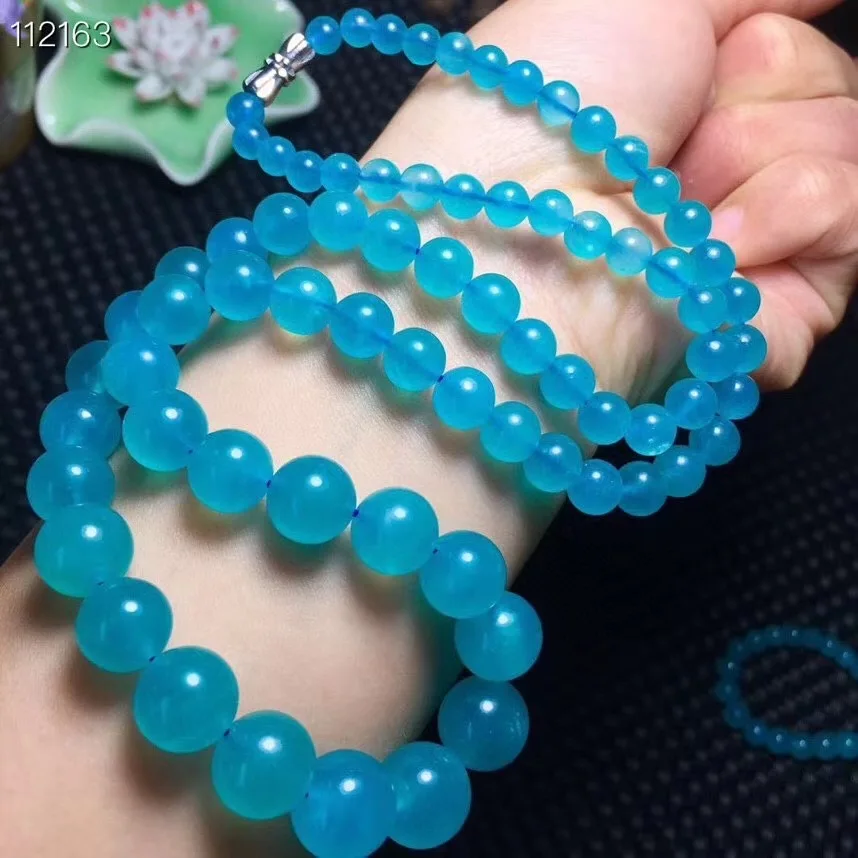 Genuine Natural Ice Amazonite Necklace Jewelry For Woman Lady Man Love Gift Water Crystal Round Beads Long Chains AAAAA 6-13mm