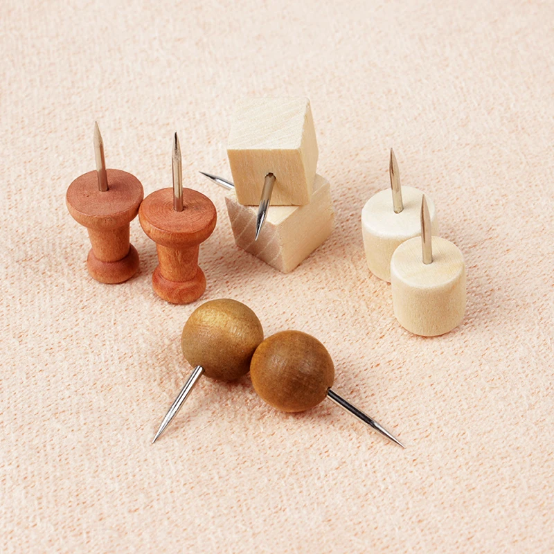 10/20 pcs  Box Container Home Craft Office Wooden Thumbtack Photo Wall Cork Board Decorative Map Push Pin Drawing Nail