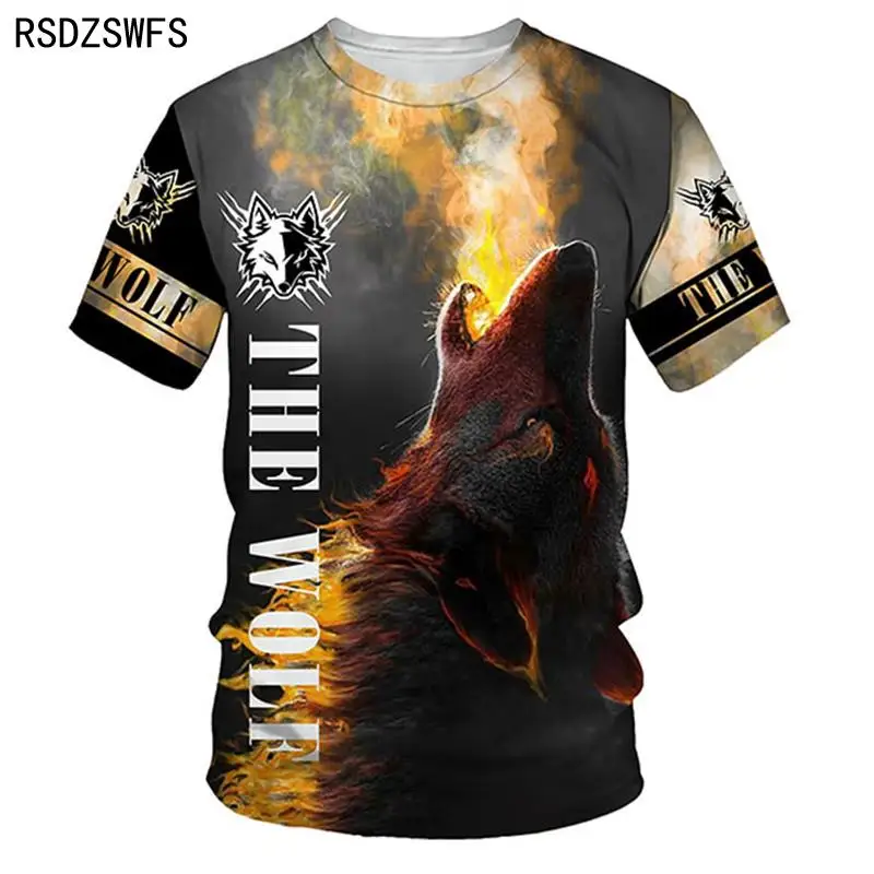 Summer Fashion T Shirt  Men Streetwear O Neck Short Sleeve Tees Tops Animal Male Clothes Casual Harajuku Wolf 3D Print T shirt