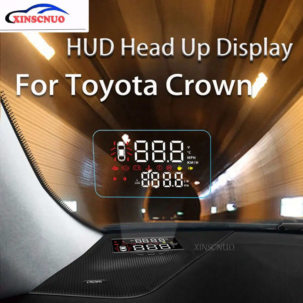 

XINSCNUO OBD Car HUD Head Up Display For Toyota Crown 2015~2018 Speedometer Projector Safe Driving Screen Airborne computer