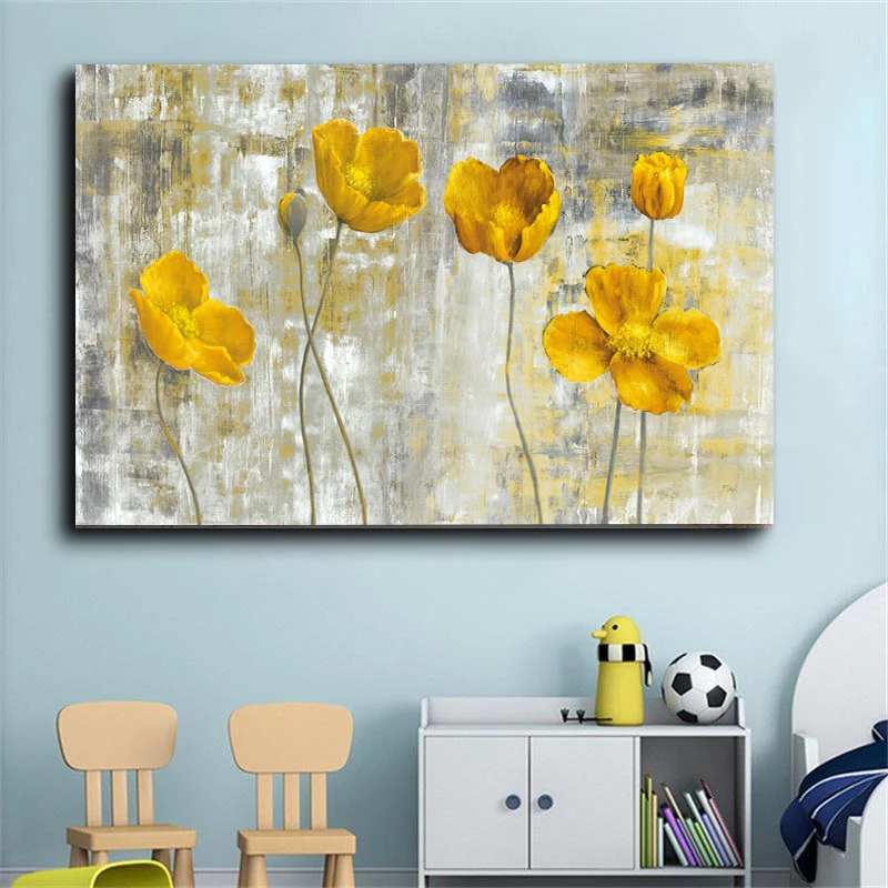 

Abstract Yellow Flowers Canvas Painting Wall Art for Living Room Decor Nordic Style Modern Home Decorative Picture Posters