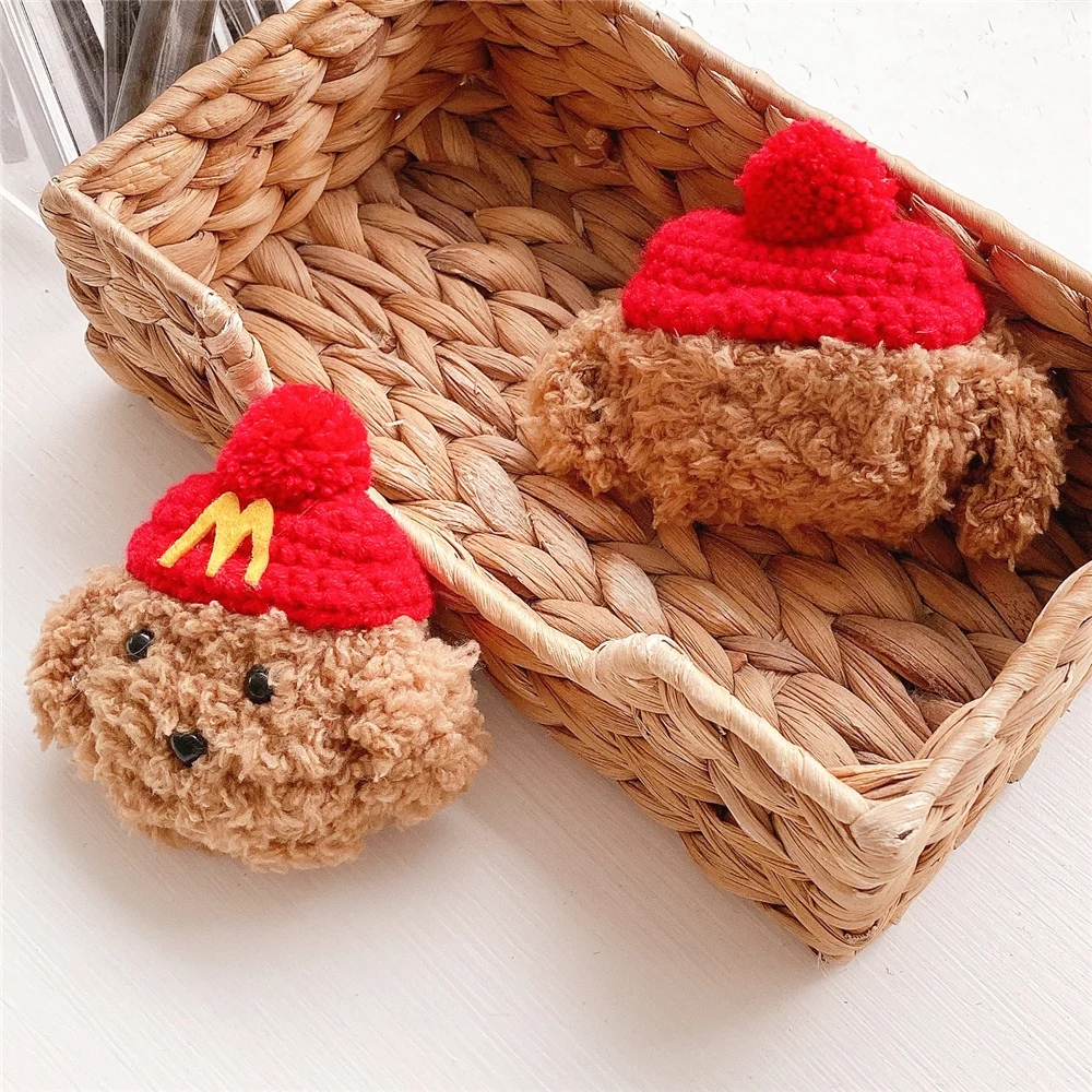 INS Fashion Cute Plush Teddy dog McDonald label Earphone Case For AirPods Pro 2 1 Headset case For 2021 New airpods 3 for winter