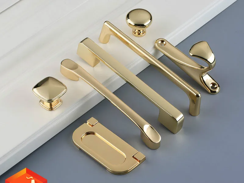 Golden handle Nordic wardrobe drawer cabinet modern minimalist light luxury solid cabinet door handle single hole