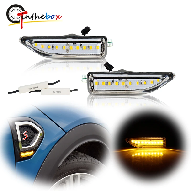Gtinthebox Amber LED Car Front Fender Side Marker Lights Turn Signal Light For 2017-up 2nd Generation MINI Cooper F60 Countryman