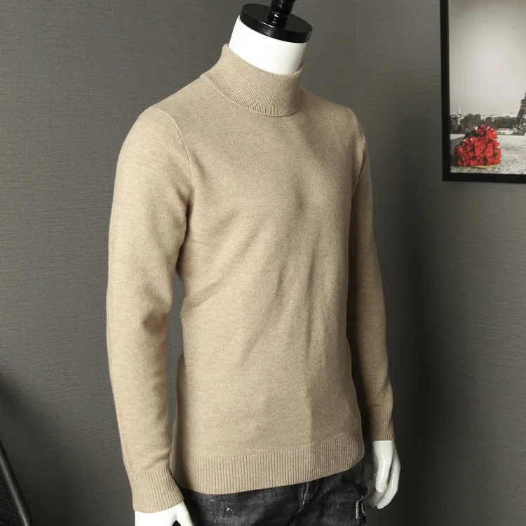 MRMT 2024 Brand Autumn and Winter Men's Sweater Lapel Solid Color Casual Knit Pullover for Male Turtleneck Sweater