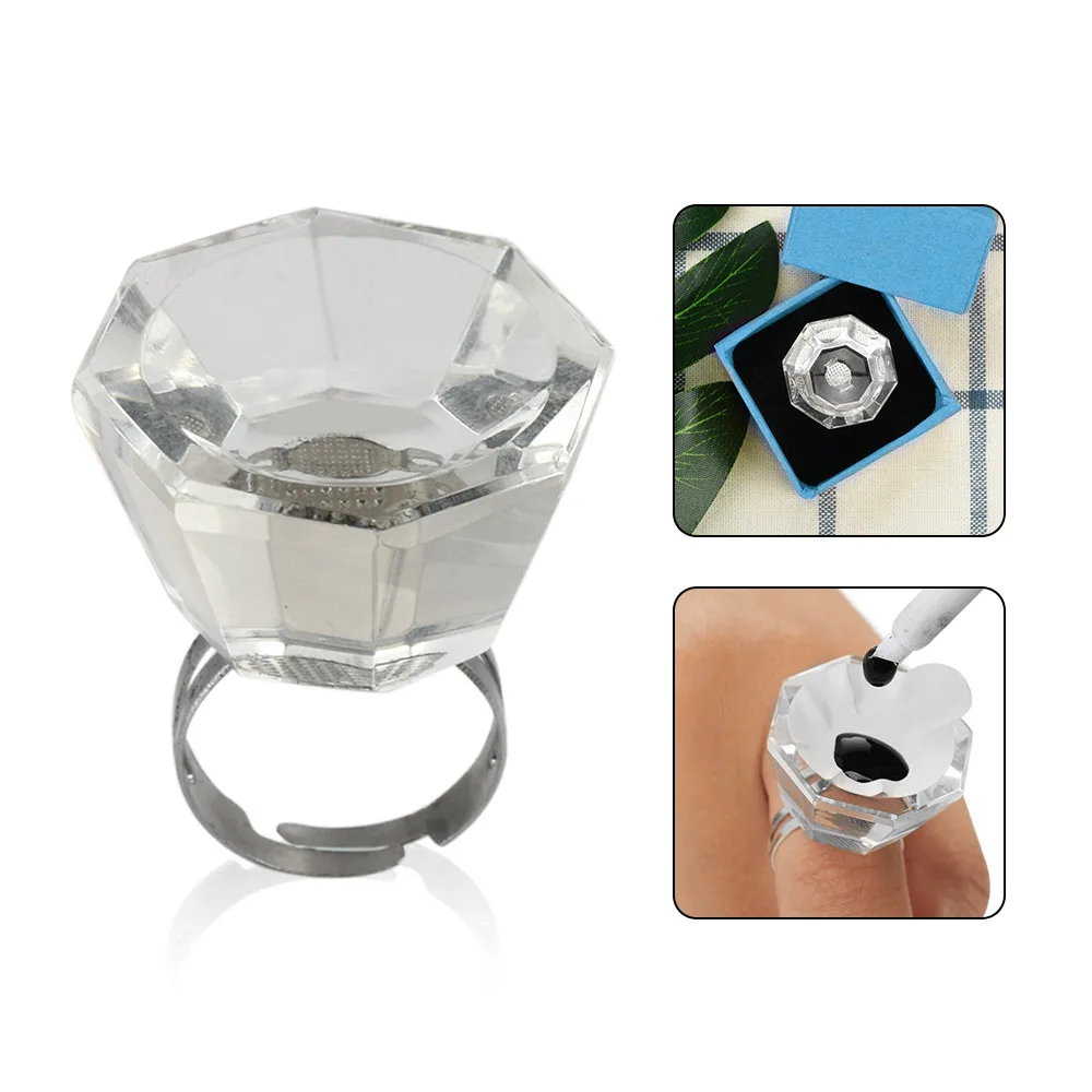 1PC Reuse Crystal Tattoo Pigment Holder Transparent Eyelash Extend Ring Cup With Nice Box Tattoo Supplies Microblading Accessory