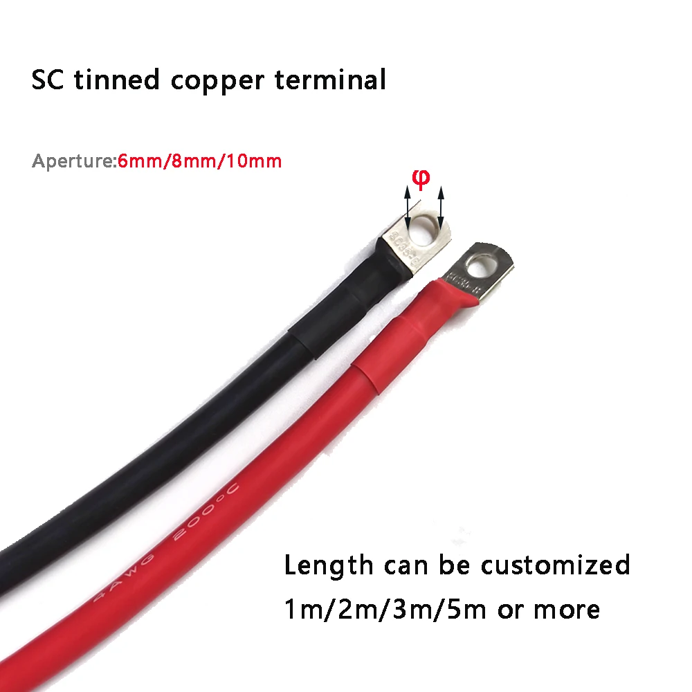 8/6/4/2AWG Battery Connection Cable Super Soft Silicone Wire with Lug for Solar Inverter,UPS,Battery Serie and Parallel Connect