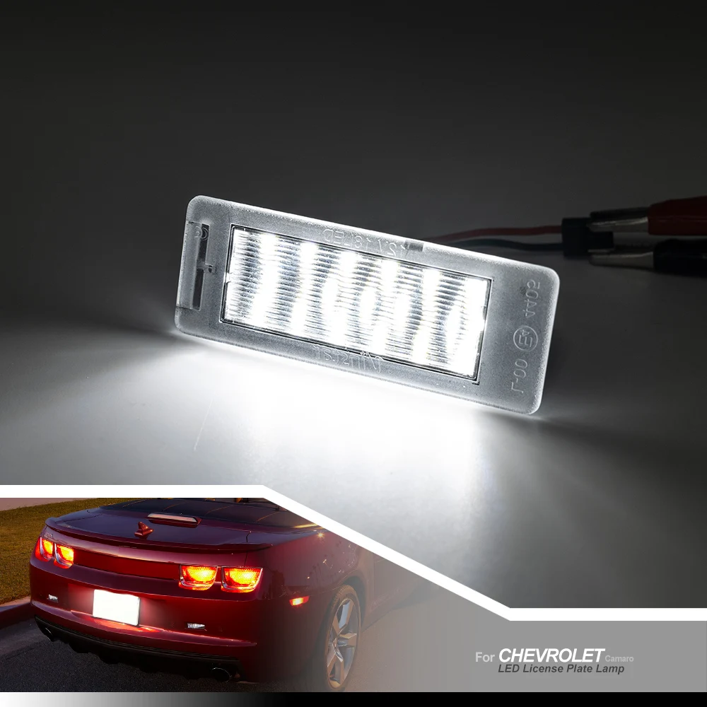 2x LED Licence Number Plate Light for Chevrolet Camaro 2009-Corvette Stingray 2014-Cruze J300 Equinox Aveo Sonic Impala canbus