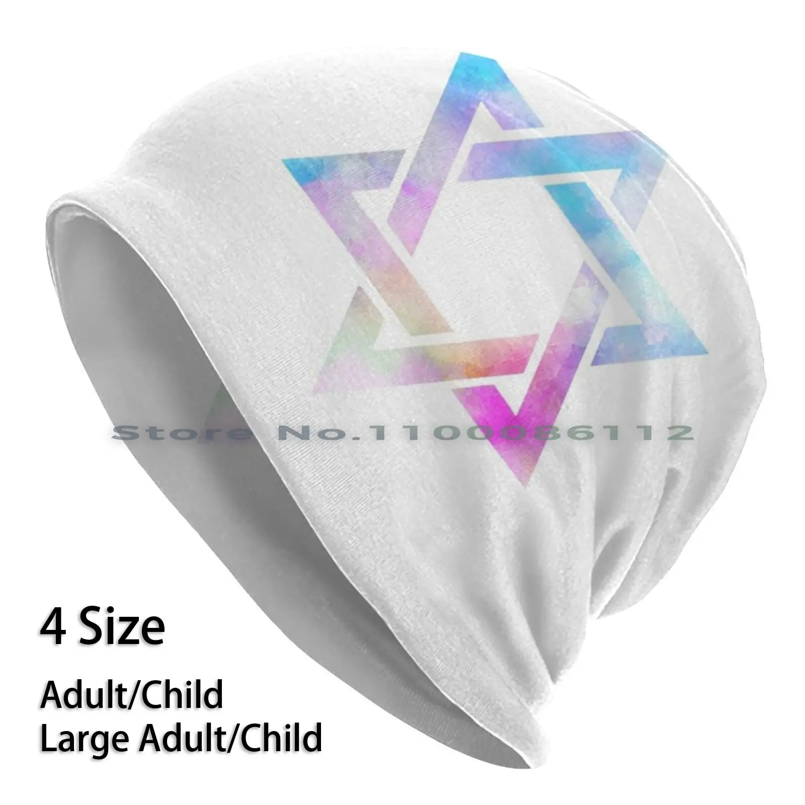 Star Of David Watercolor Beanies Knit Hat Israel Jerusalem Tel Aviv Hebrew Magen David Colorful Colour Colors Bright Jewish