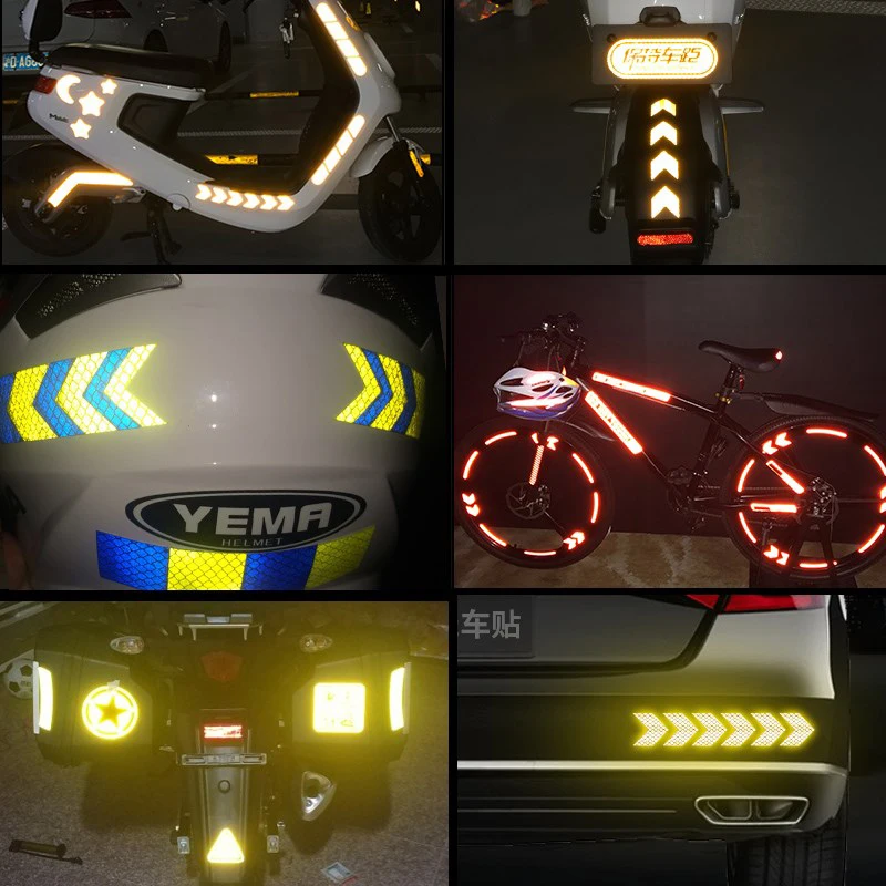 10 Pcs/Set Car Sticker Reflective Arrow Sign Tape Warning Safety Sticker For Car Bumper Trunk Reflector Hazard Tape Car Styling