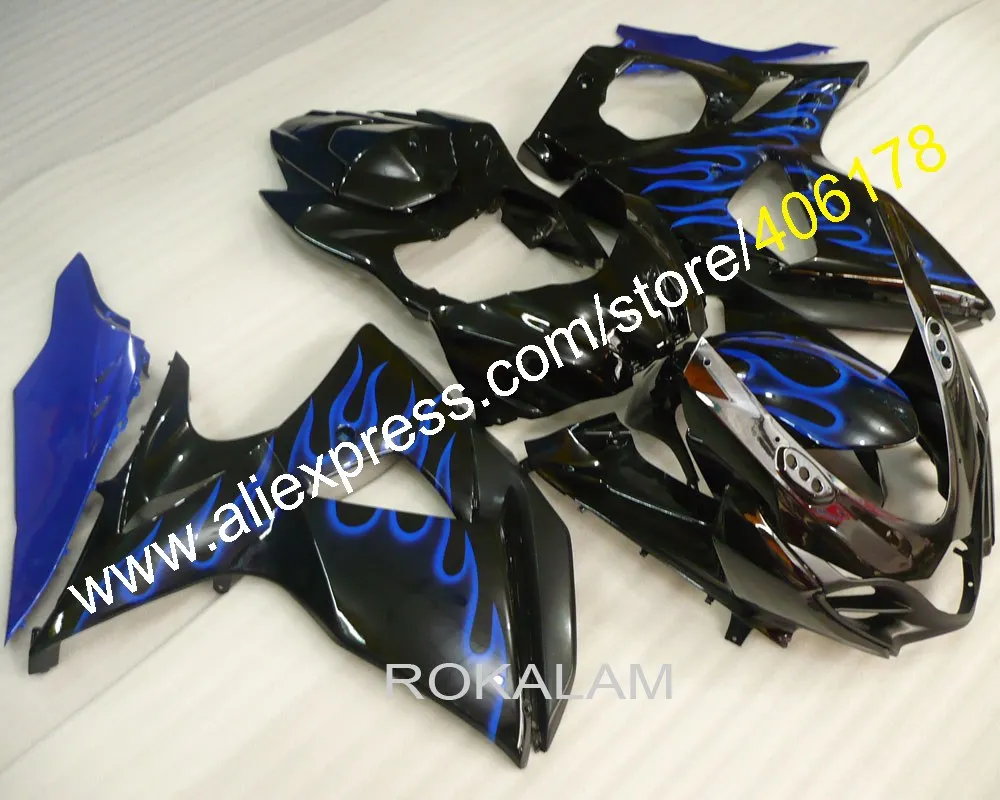 

For Suzuki GSXR1000 K9 GSX-R1000 2009-2016 GSX R1000 09 10 11 14 15 16 Black Blue Flame Fairings (Injection molding)