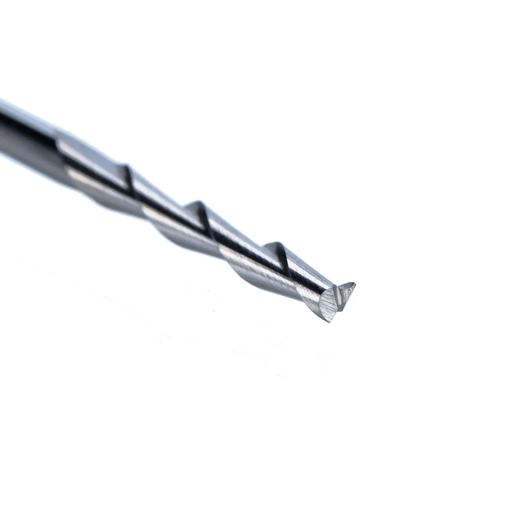 10Pcs Double Flute Spiral CNC Router Bit 1/8 "17Mm Ukiran Alat Pemotong