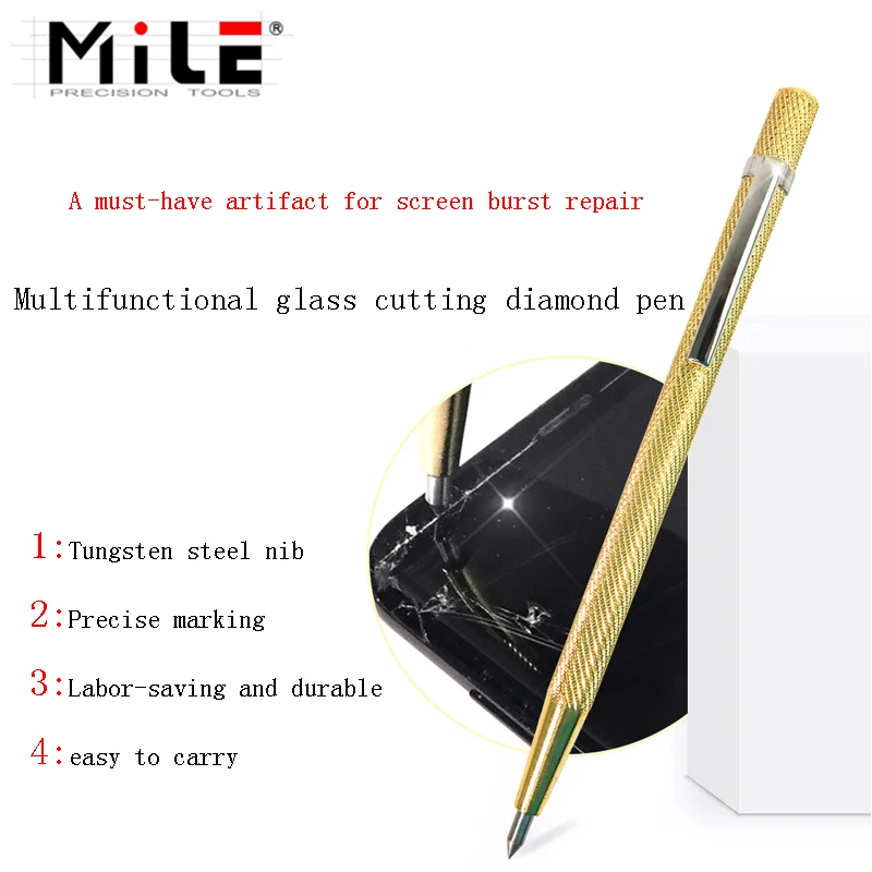 MILE Professional Glass Cutting Pen Non-slip Metal Handle For Repairing Mobile Phone/Tablet Screen Glass Blasting And Cutting