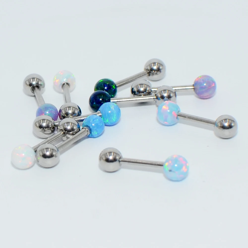 2pcs Surgical Steel Opal Stone Ear Tragus Cartilage Helix Barbell Orelha Ear Stud Earring Conch Lobe Sexy Piercing Jewelry 20g