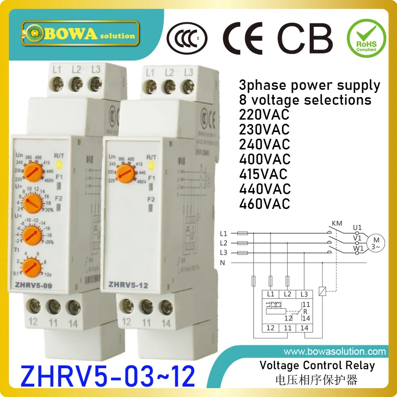 ZHRV5 universal voltage control relay with 8 selectable voltages meets different power supply systems by knob manual settings