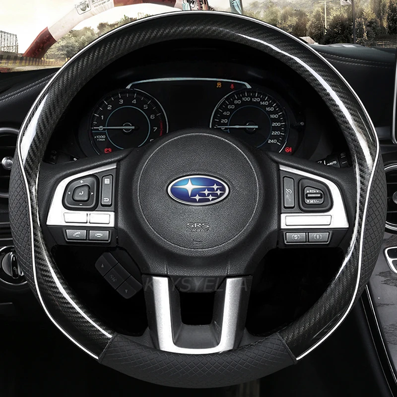 

Carbon Fiber+Leather Car Steering Wheel Cover Anti-slip for Subaru Forester Legacy XV BRZ WRX High Quality Auto Accessories
