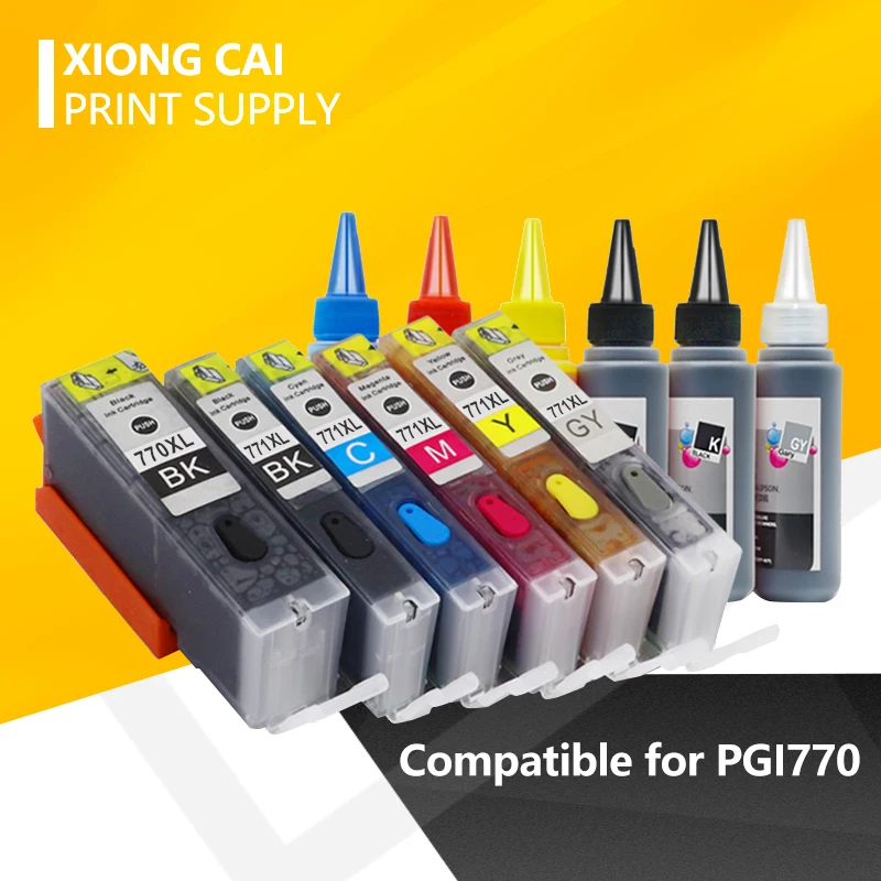 PGI770 CLI771 refillable full ink cartridges For canon MG5770 MG6870 TS5070 TS6070 TS8070 printer with chip