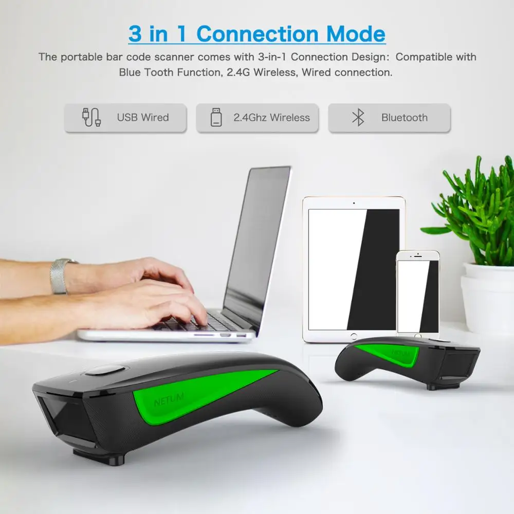 NETUM-escáner de código de barras para pago móvil, lector de código de barras con cable, 2D, C750, inalámbrico, Bluetooth, QR, PDF417, para la