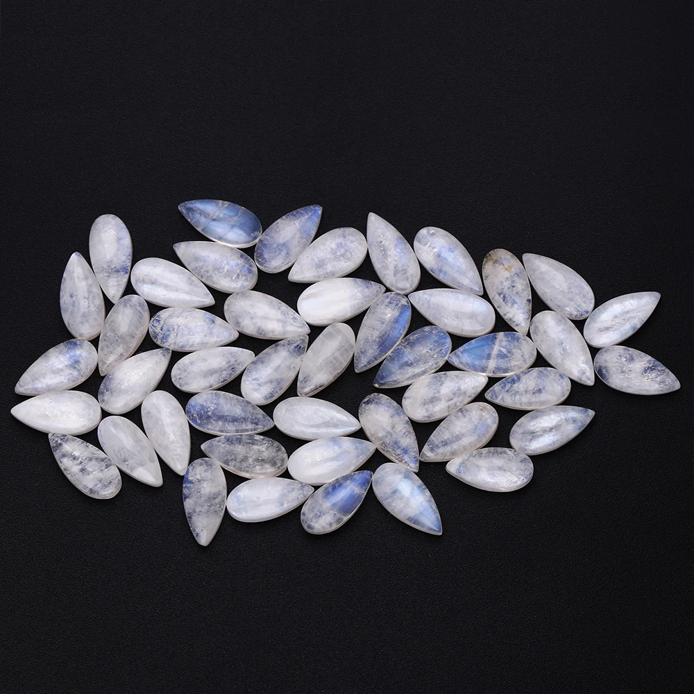 Water Drop Cut Natural Moonstone 9x13MM Loose Stones with Blue light Wholesale Decoration Gemstone Jewelry Gift 10 pcs/set