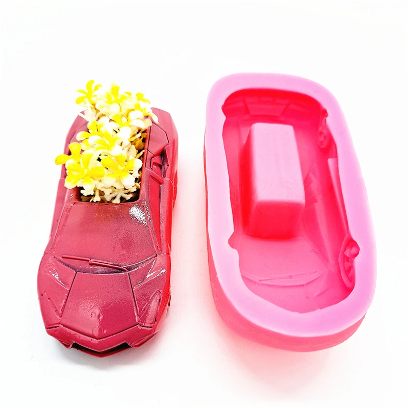 Silicone mold 3D sports car flower pot resin plaster candle concrete crystal epoxy mold DIY handmade