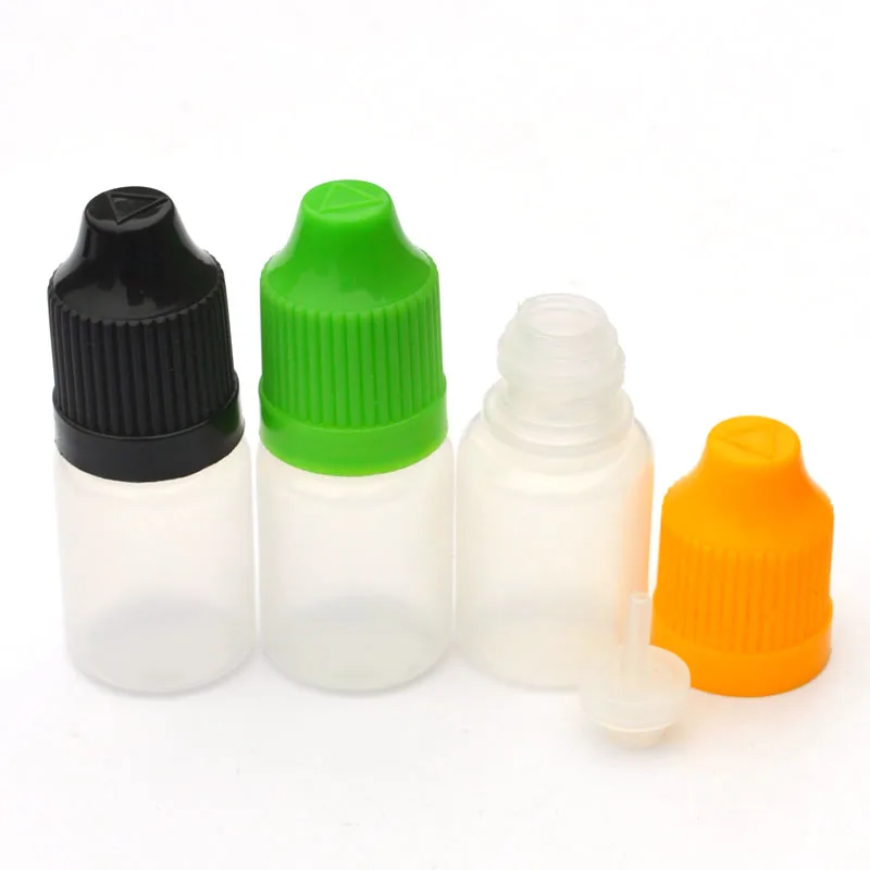 200pcs 5ml Soft PE Plastic Dropper Bottles Empty Bottle With Childproof Cap Refillable E Liquid Vial