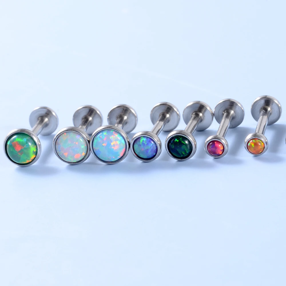 1Pcs 16g Internal Thread Opal Stone Labret Monroe Lip Stud Ring Opal Ear Cartilage Tragus Helix Earring Piercing Body Jewelry