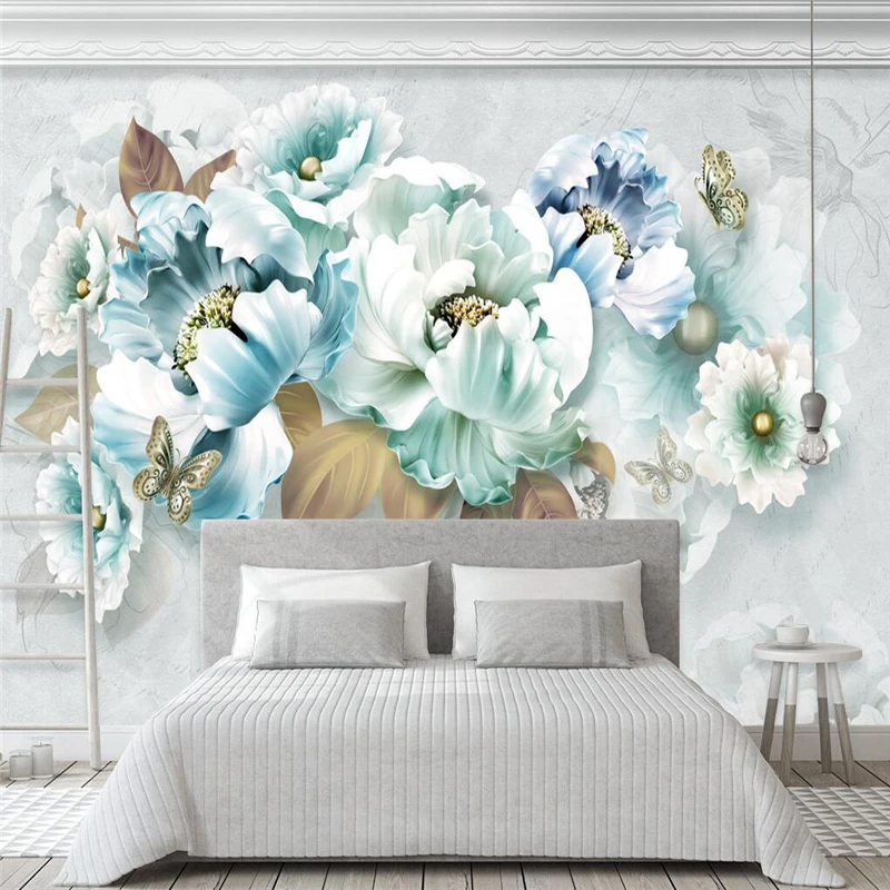 

beibehang custom papel de parede 3d Relief peony European retro wallpaper living room decor background wall decorative painting