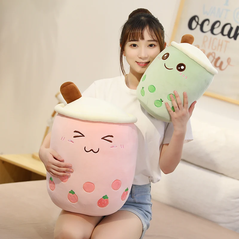 25-70cm Cartoon Bubble Tea Cup Shaped Pillow Real-life Stuffed Soft Back Cushion Funny Food Gifts Girlfriend Birthday