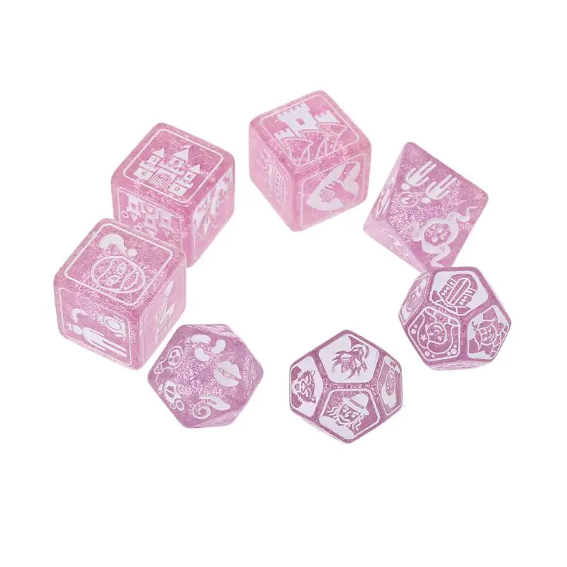 Juego de dados poliédricos para fiestas, dados acrílicos con múltiples caras, juguetes, mesa, juegos de mesa, 7 unids/set por juego
