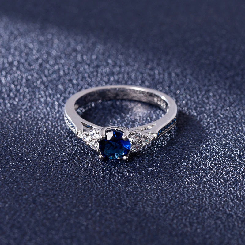 HuiSept Elegant Silver 925 Ring Round Shape Sapphire Zircon Gemstones Jewelry Female Rings Wedding Promise Party Gift Wholesale