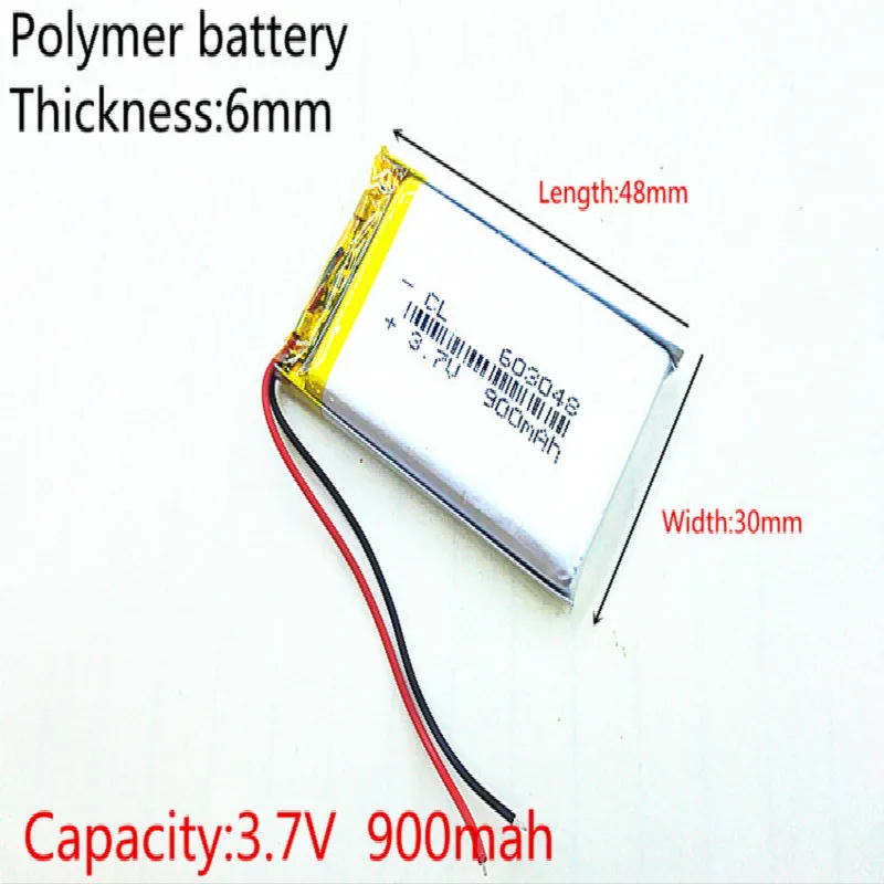 3.7 V, 900 mAH, 603048 PLIB, polimerowa bateria litowo-jonowa/akumulator litowo-jonowy do GPS, mp3, mp4, mp5, dvd, bluetooth, modelu zabawki