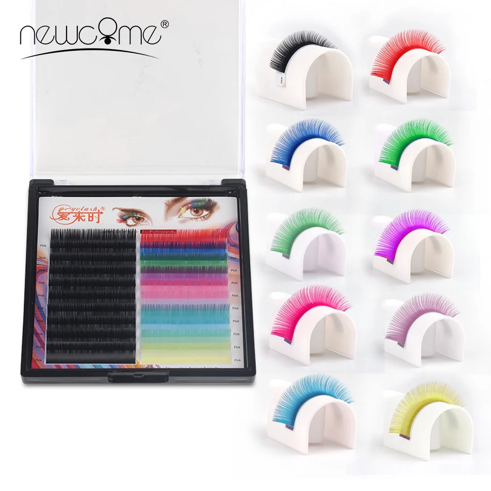 

NEWCOME New Colors Faux Eyelash Extension 0.07mm Individual Grafting Eye Lashes Extension Maquiagem Cilios Makeup Tools