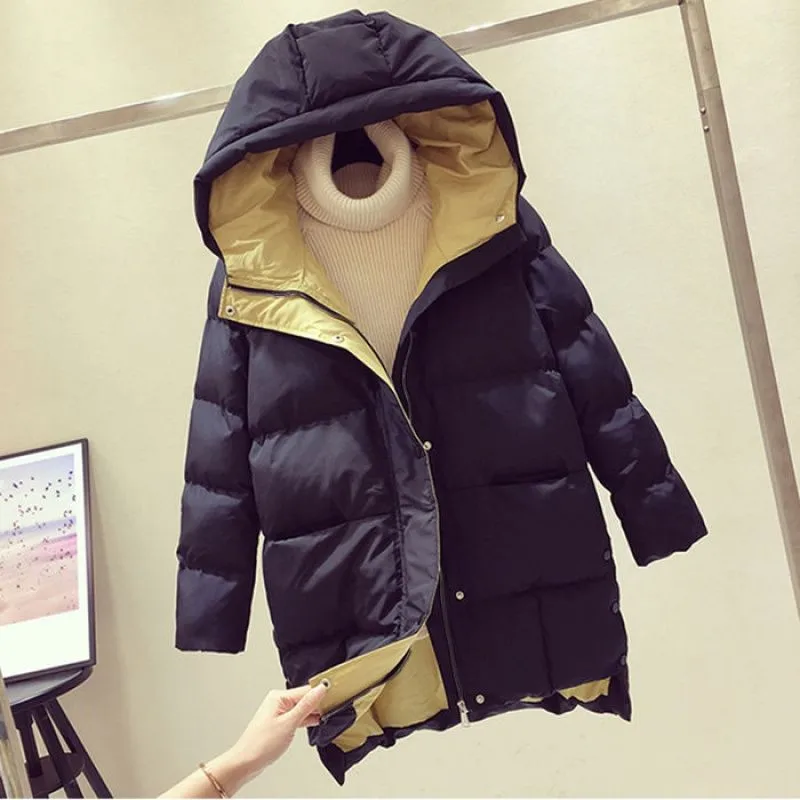 2022 Winter Women Jacket Long Hooded Cotton Padded Female Coat High Quality Warm Outwear Womens Parka Manteau Femme Hiver P787