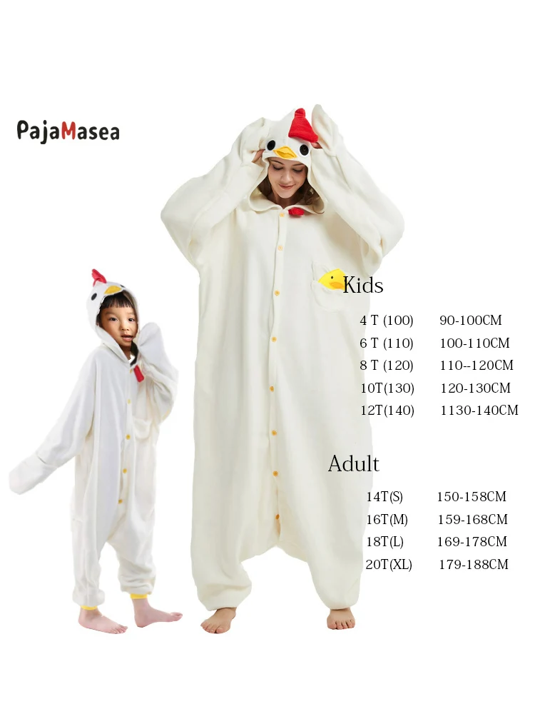 White Rooster Kids PAJAMASEA Animal Onesie Child Halloween Costume Girl Cartoon Cosplay Adult Funny Novetly Raccoon Kigurumi