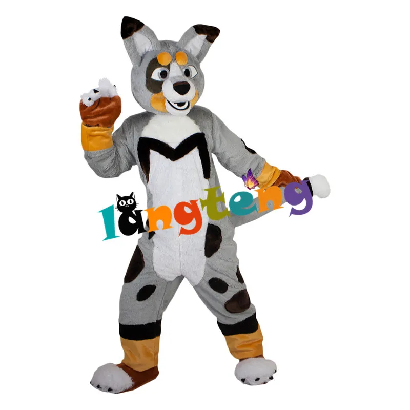 

939 High Quality Spotted Fox Wolf Husky Dog Mascot Costume Cartoon Performn Acting Tourist Attractions